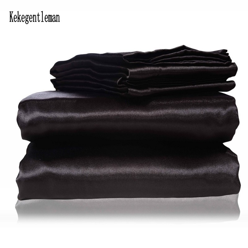 Silk Pillowcase Set - Cetim preto conjunto de cama com