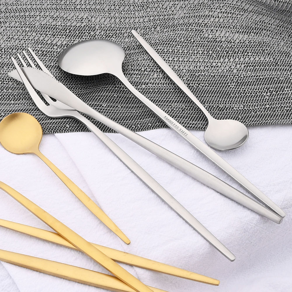 6 pçs pequeno matte colher chá - Gold Cutlery Flatware avaliação e preço
